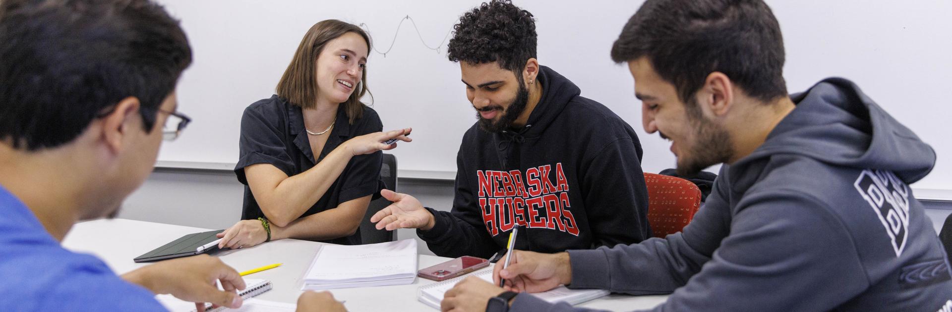 Isabel Safarik teaches Math 106 and helps students with homework problems